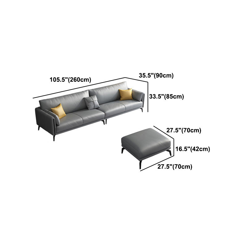 Gray Faux Leather Straight Arm Sofa/Sectionals with water proof for Living Room