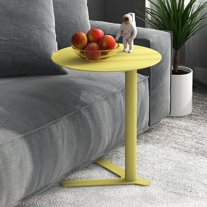Round Metal Side Table 18"L X 18"W X 22"H Metal Pedestal Side End Snack Table