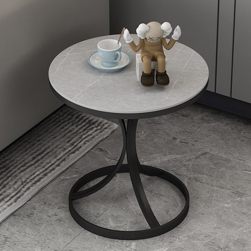 21.6 "Tall Pedestal End Table Modern Stone Top Side Table for Living Room