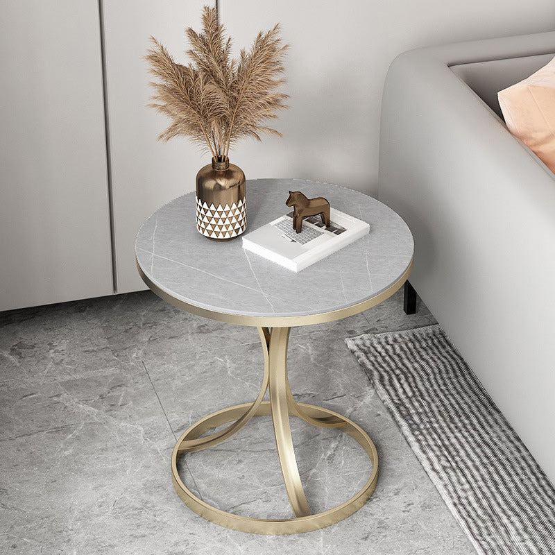 21.6 "Tall Pedestal End Table Modern Stone Top Side Table for Living Room