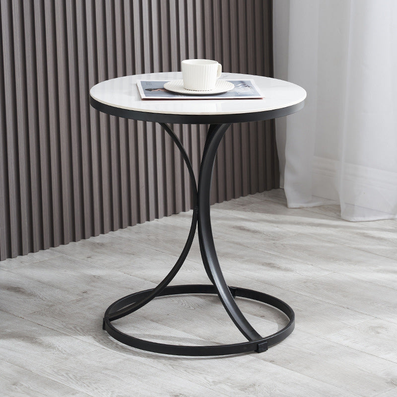 21.6 "Tall Pedestal End Table Modern Stone Top Side Table for Living Room