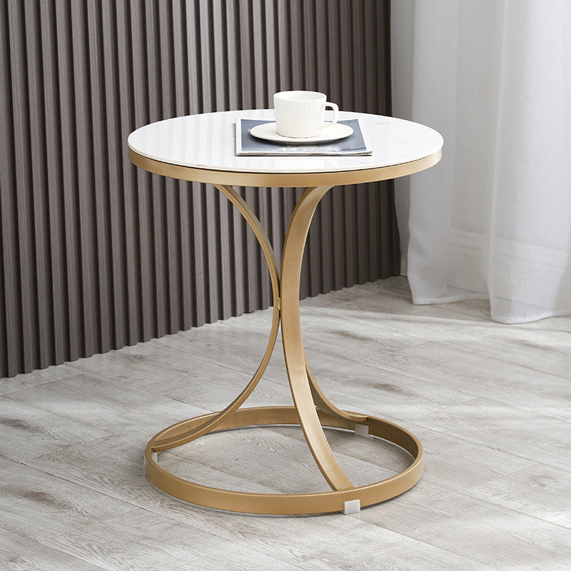 21.6 "Tall Pedestal End Table Modern Stone Top Side Table for Living Room