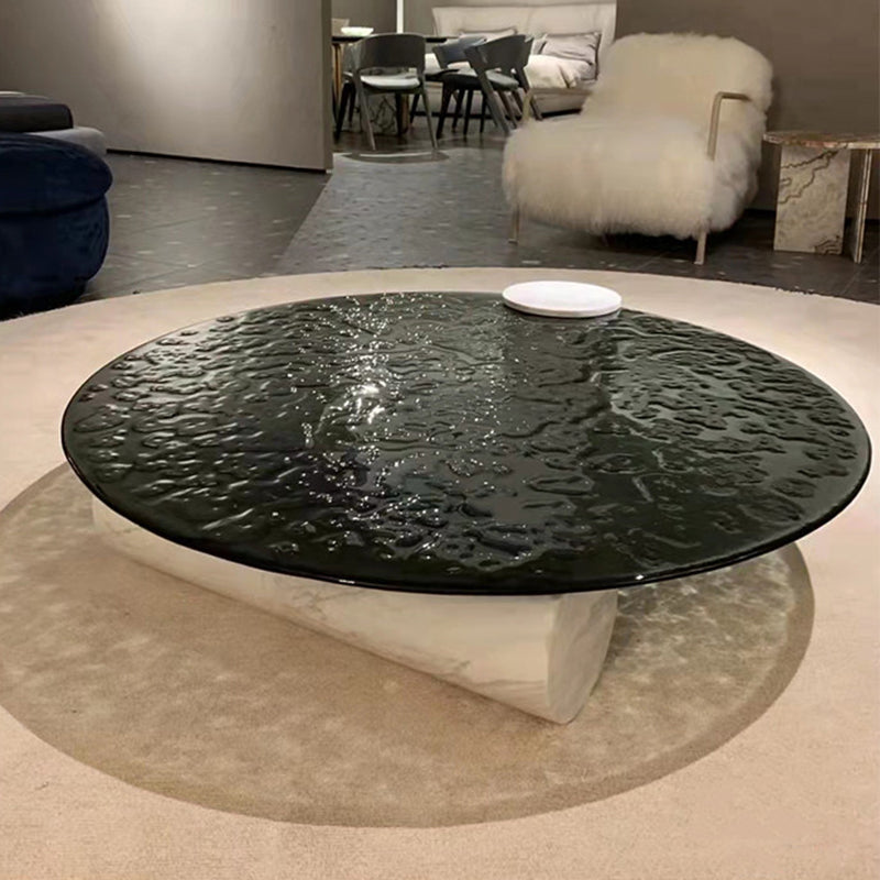 1 Single Modern Glass/marble Coffee Table Round Cocktail Table