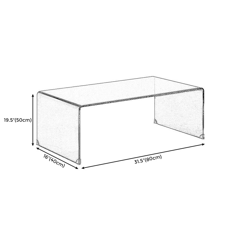 Glass Sled Coffee Table Geometric 1 Single Cocktail Table in Brown