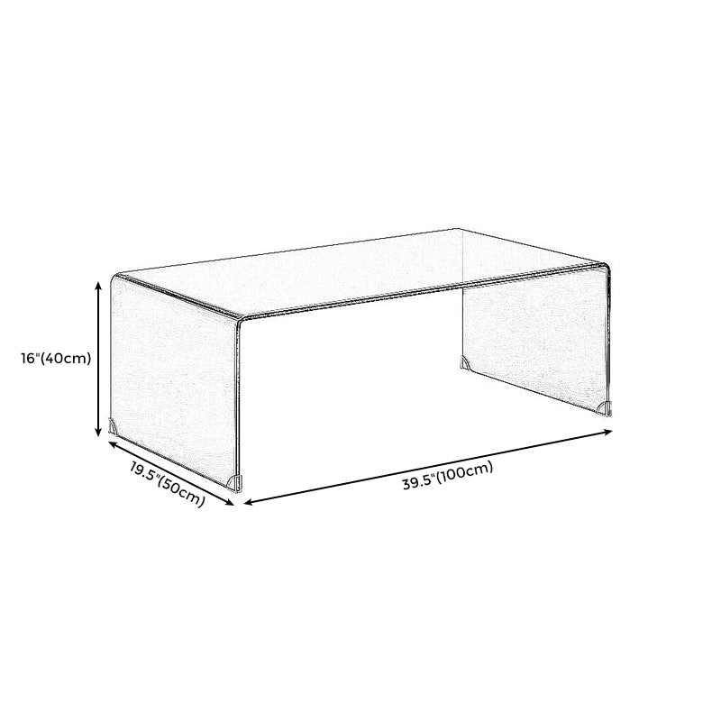 Glass Sled Coffee Table Geometric 1 Single Cocktail Table in Brown