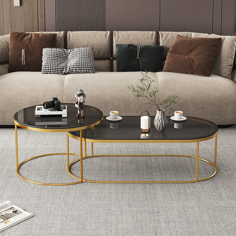 Frame Base 2 Nesting Coffee Table Modern Glass Coffee Table Set