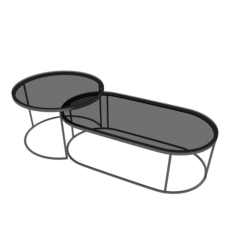 Frame Base 2 Nesting Coffee Table Modern Glass Coffee Table Set