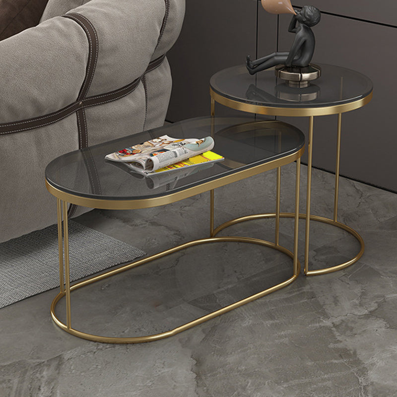 Frame Base 2 Nesting Coffee Table Modern Glass Coffee Table Set