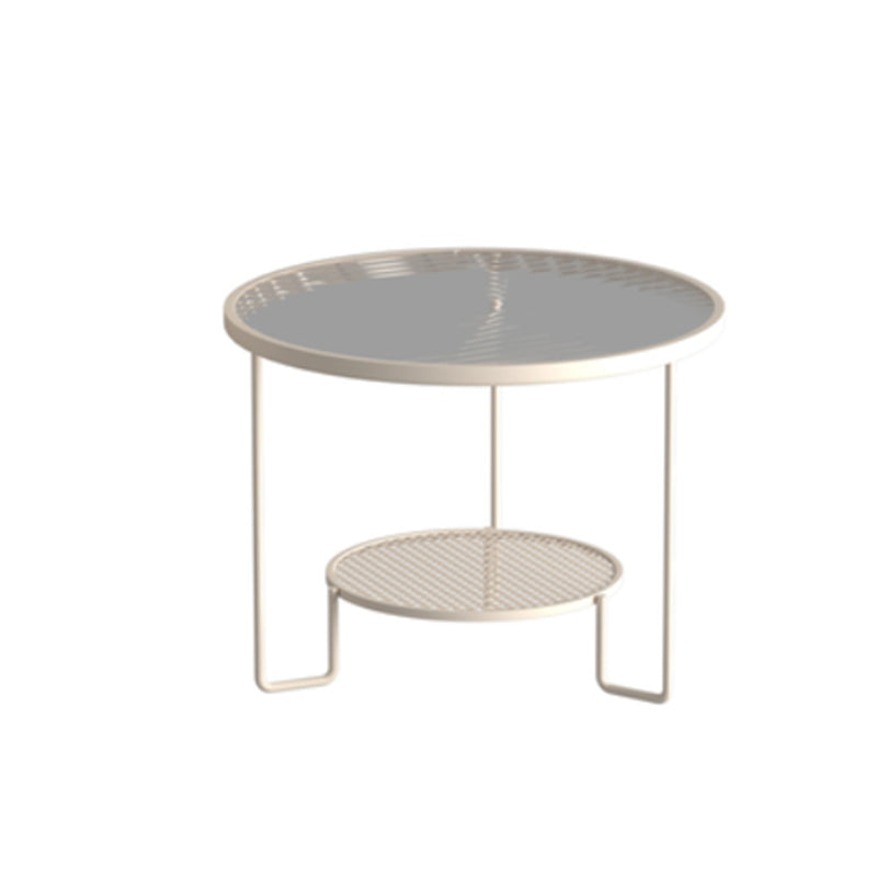 Modernism Round Glass and Steel Coffee Cocktail Table - 17.7"/19.7" H