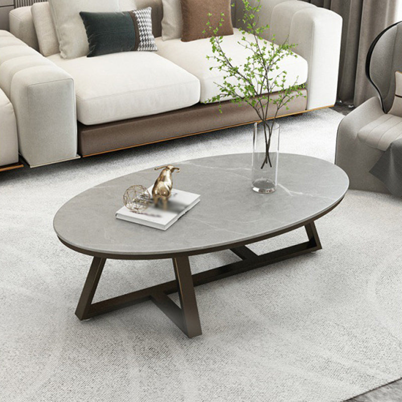 Modern Style Solid Slate Top White Gold/white/black Gold/grey Oval Coffee Table