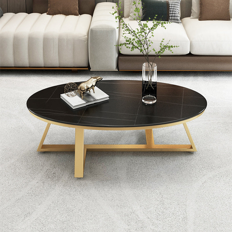 Modern Style Solid Slate Top White Gold/white/black Gold/grey Oval Coffee Table