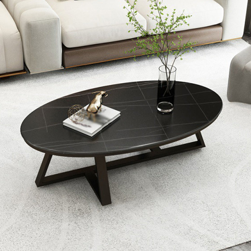 Modern Style Solid Slate Top White Gold/white/black Gold/grey Oval Coffee Table