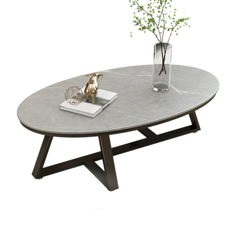 Modern Style Solid Slate Top White Gold/white/black Gold/grey Oval Coffee Table