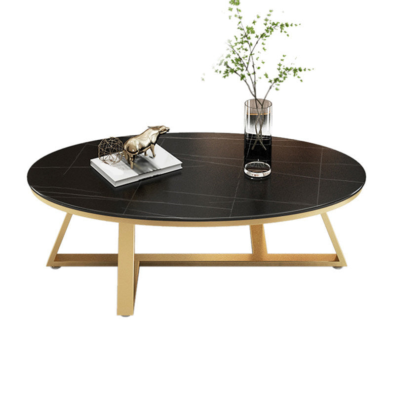 Modern Style Solid Slate Top White Gold/white/black Gold/grey Oval Coffee Table