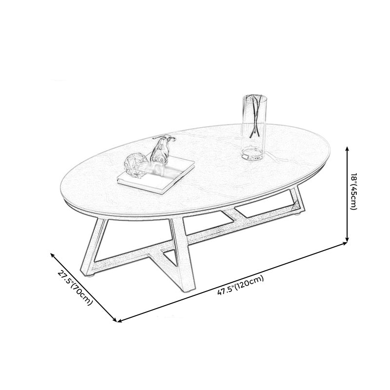 Modern Style Solid Slate Top White Gold/white/black Gold/grey Oval Coffee Table
