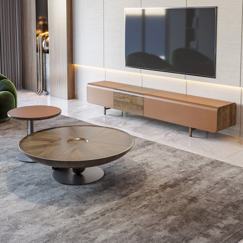 Modern Round Slate 4 Legs Coffee Table Marble Champagne Cocktail Table