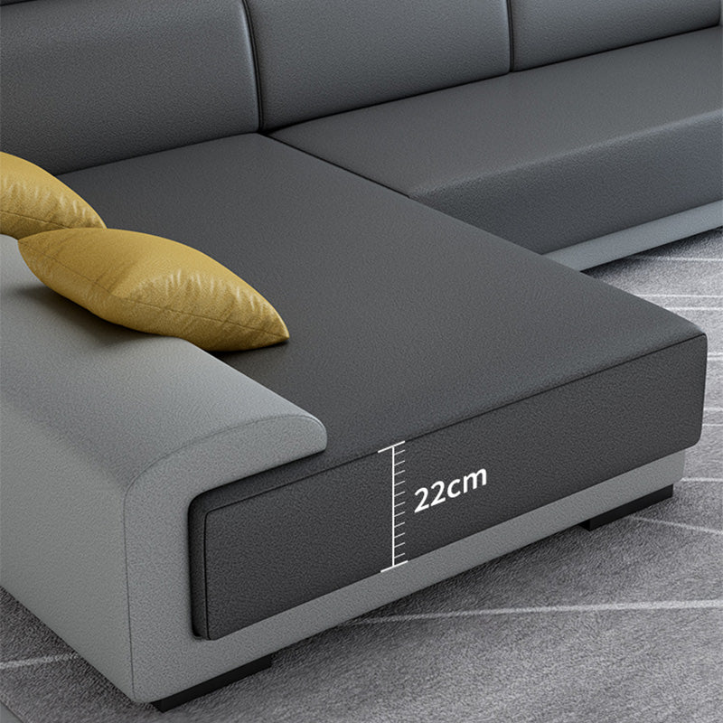 Faux Leather Pillow Top Arm Sectionals with Wear-Resistant for Living Room