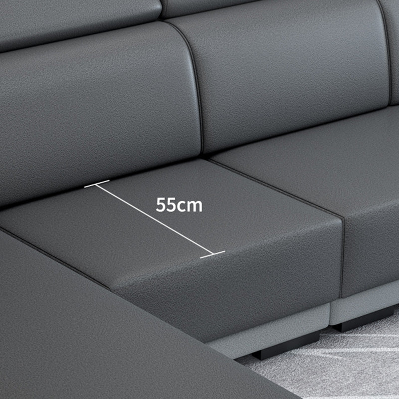 Faux Leather Pillow Top Arm Sectionals with Wear-Resistant for Living Room