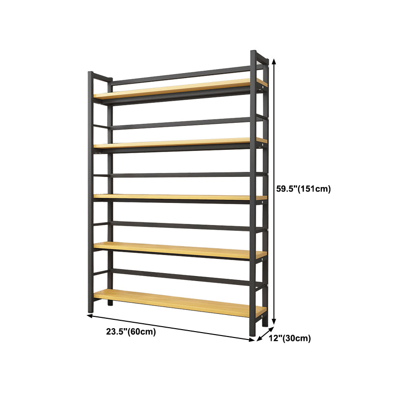 Modern Style Bookshelf Black Metal Frame Bookcase for Office