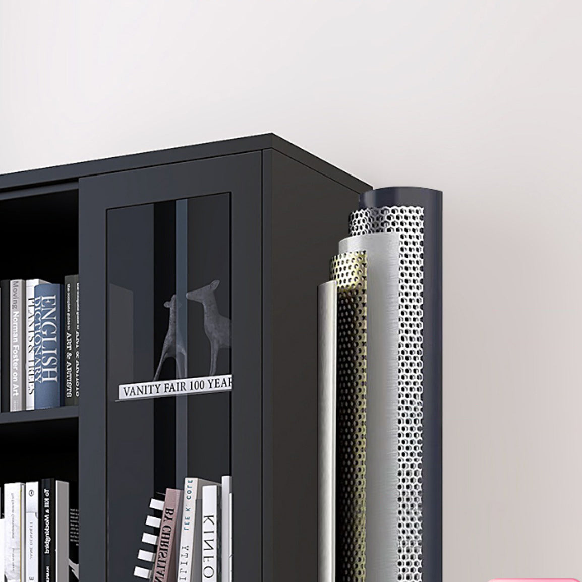 70.87"H Bookshelf Scandinavian Bookcase for Home Office with Door