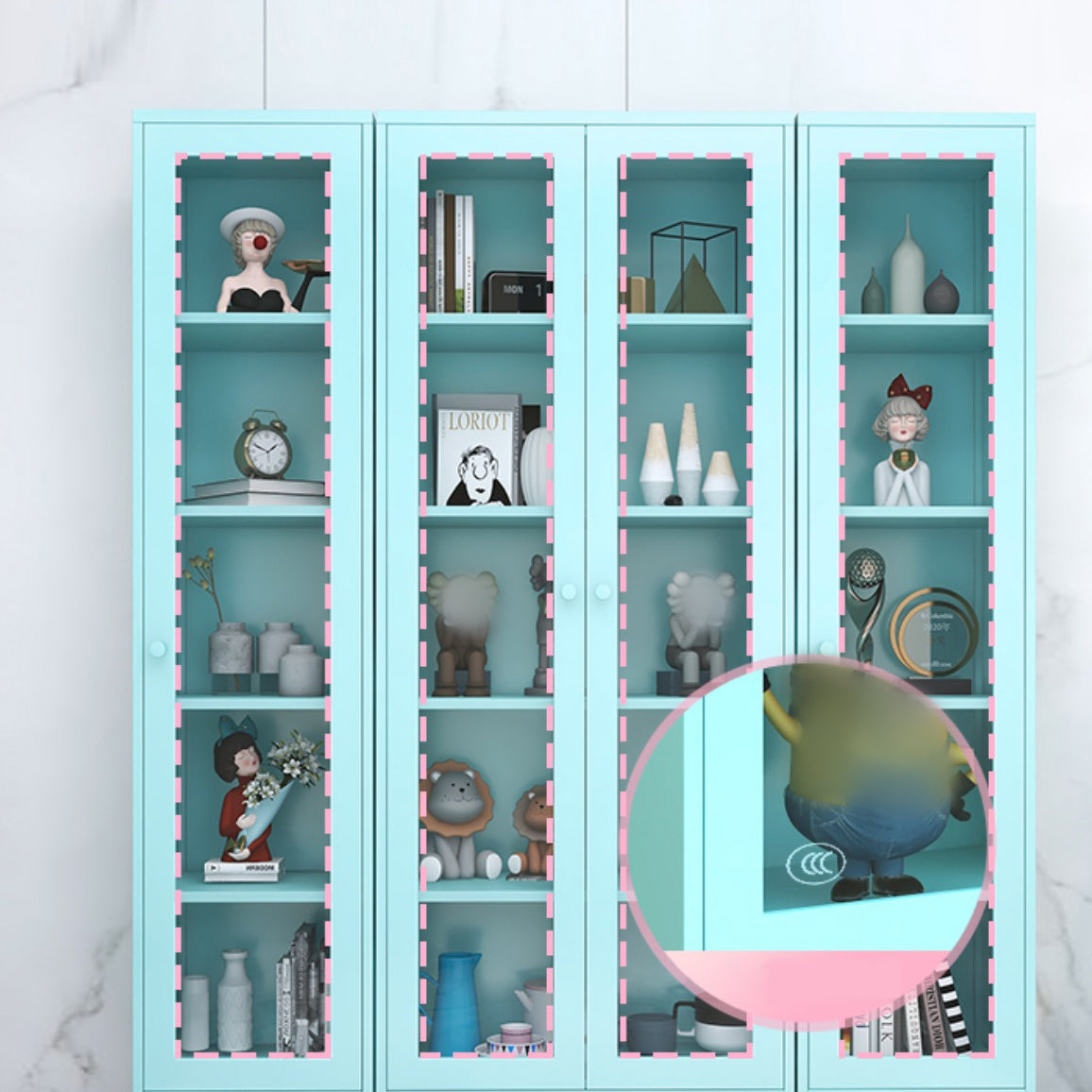 70.87"H Bookshelf Scandinavian Bookcase for Home Office with Door