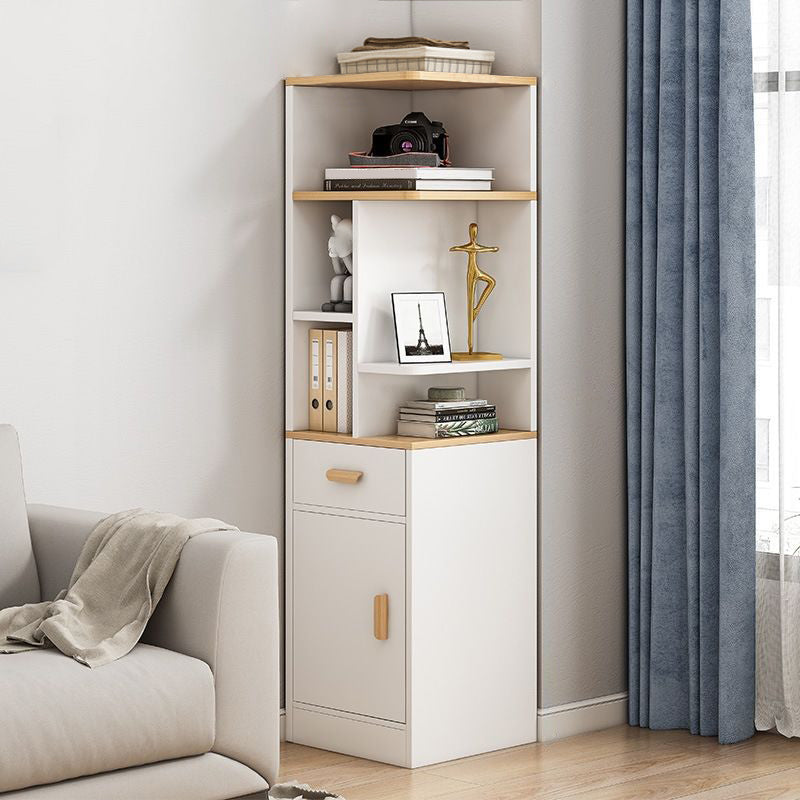 Engineered Wood Shelf Bookcase Scandinavian Corner Bookcase for Study Room