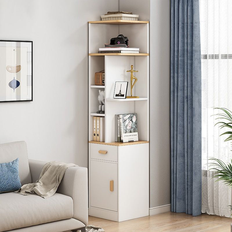 Engineered Wood Shelf Bookcase Scandinavian Corner Bookcase for Study Room