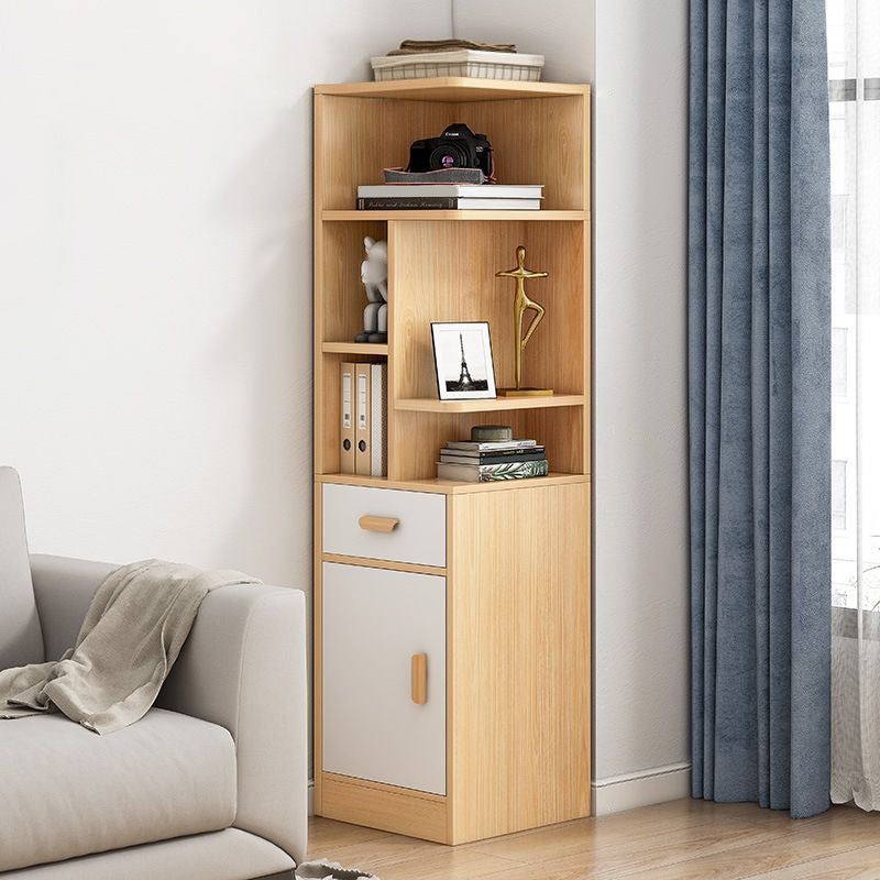 Engineered Wood Shelf Bookcase Scandinavian Corner Bookcase for Study Room