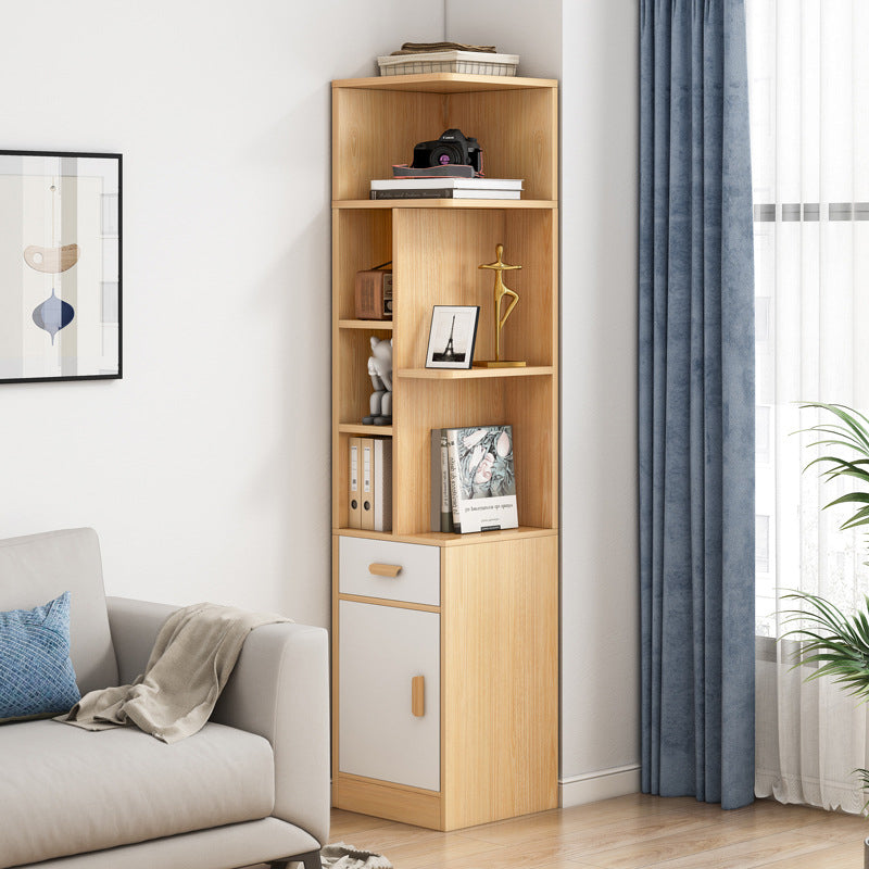 Engineered Wood Shelf Bookcase Scandinavian Corner Bookcase for Study Room