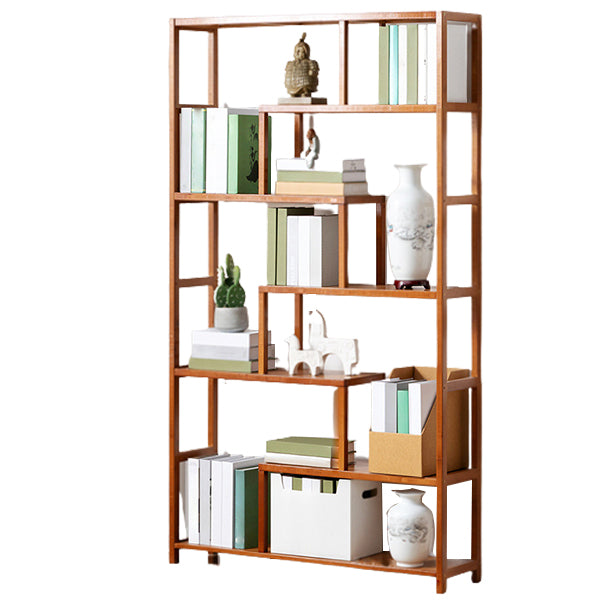 Etagere Bookcase Bamboo Brown Shelf Bookcase for Home Office