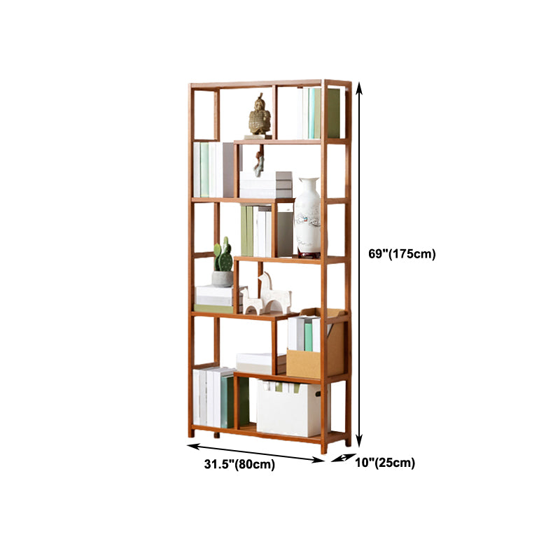 Etagere Bookcase Bamboo Brown Shelf Bookcase for Home Office