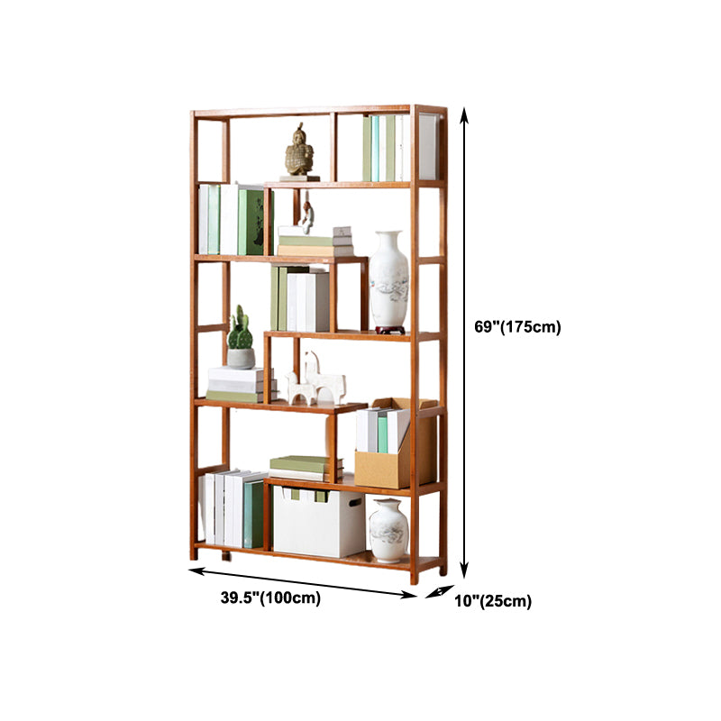 Etagere Bookcase Bamboo Brown Shelf Bookcase for Home Office