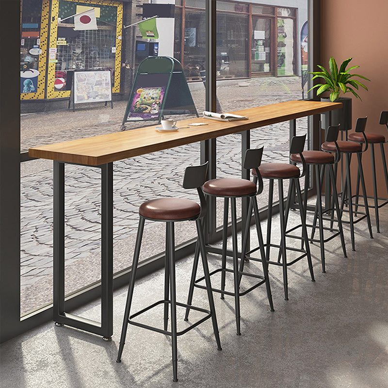 Industrial Rectangle Counter-height Pub Table Shop Sled Pub Bar Table in Natural