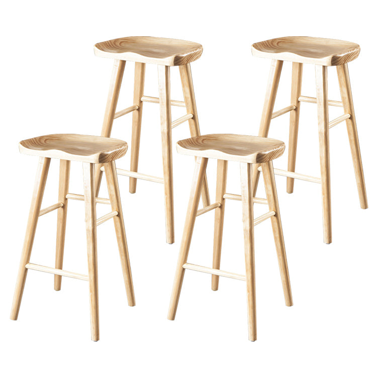 Industrial Bar and Counter Stool Natural Finish Stool with 4 Legs