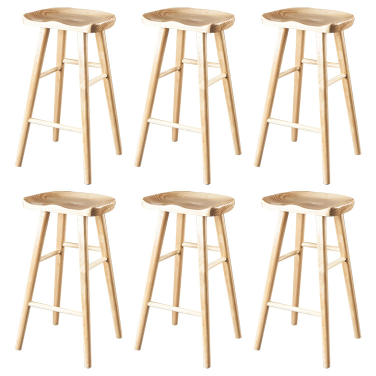 Industrial Bar and Counter Stool Natural Finish Stool with 4 Legs