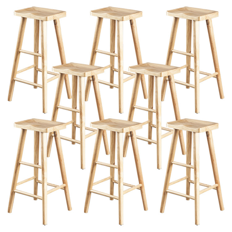 Industrial Bar and Counter Stool Natural Finish Stool with 4 Legs