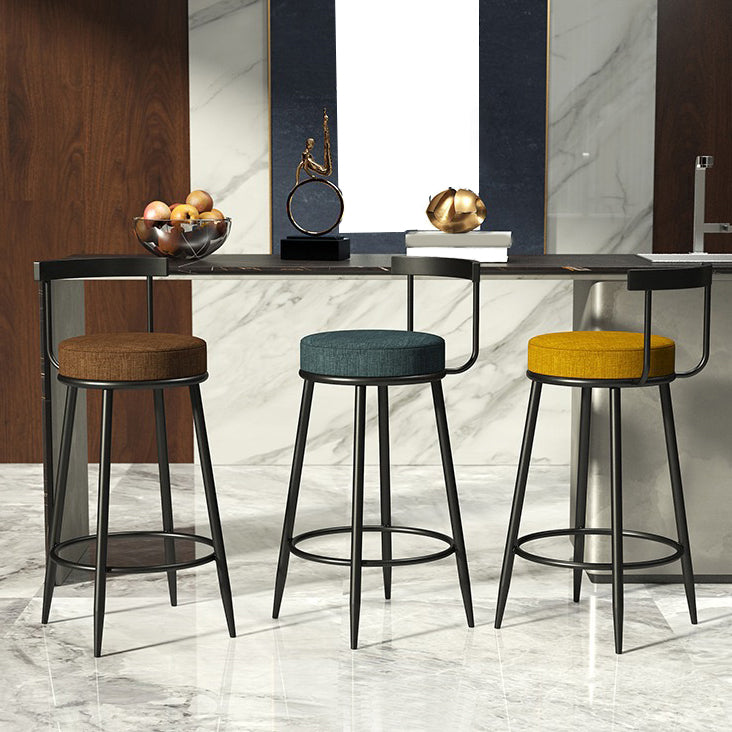 Contemporary Low Back Home Stool Matte Finish Upholstered Bar Stools