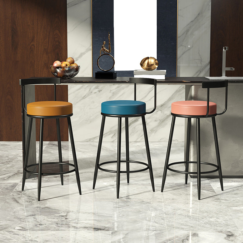 Contemporary Low Back Home Stool Matte Finish Upholstered Bar Stools