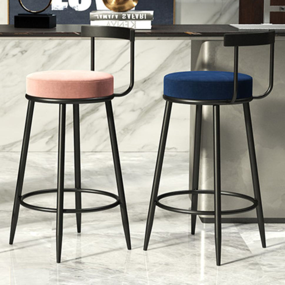 Contemporary Low Back Home Stool Matte Finish Upholstered Bar Stools