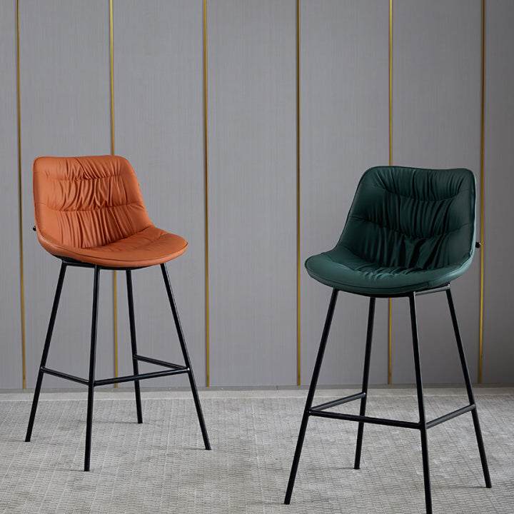 Contemporary Style Bar Stool PU Leather Counter Bar Stool with Metal Legs for Home