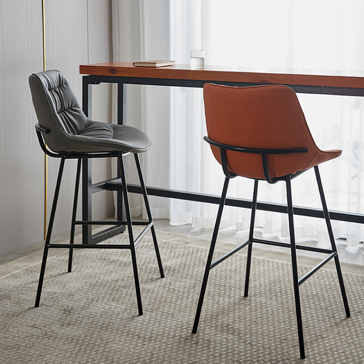 Contemporary Style Bar Stool PU Leather Counter Bar Stool with Metal Legs for Home