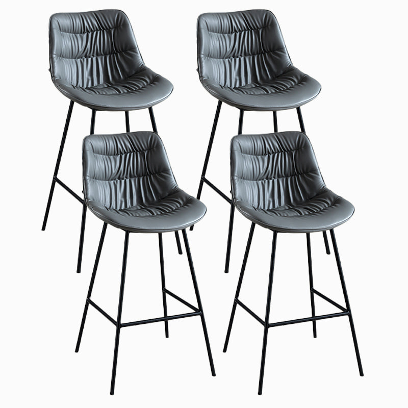 Contemporary Style Bar Stool PU Leather Counter Bar Stool with Metal Legs for Home