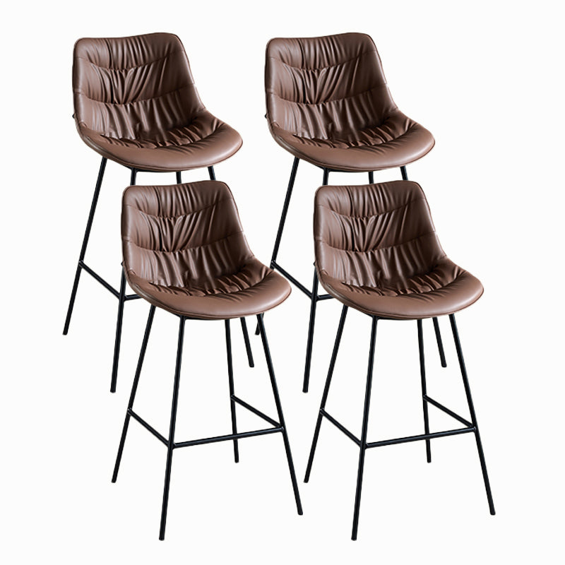 Contemporary Style Bar Stool PU Leather Counter Bar Stool with Metal Legs for Home