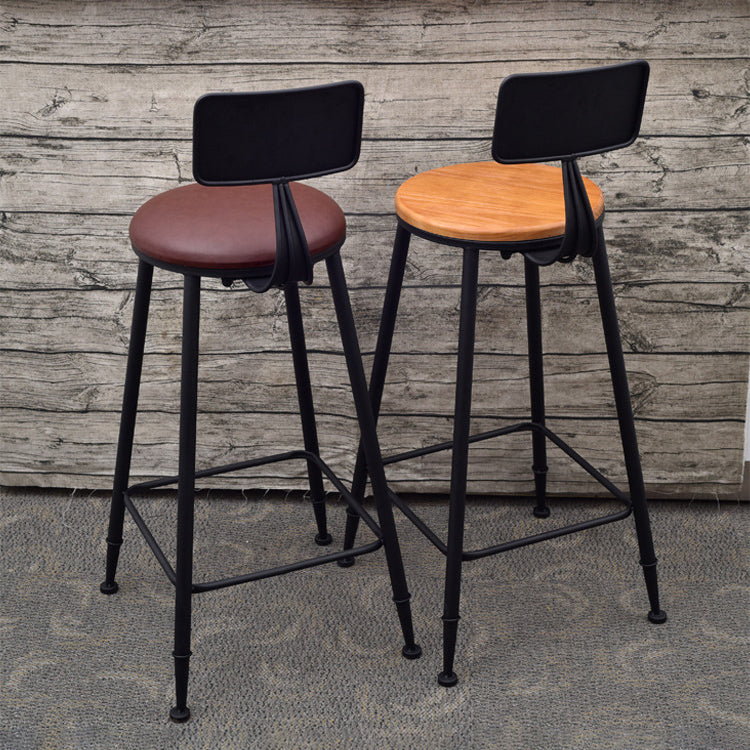 1/3 Pieces Industrial Iron Bar Table Set Round Bistro Set with Pine Wood Top