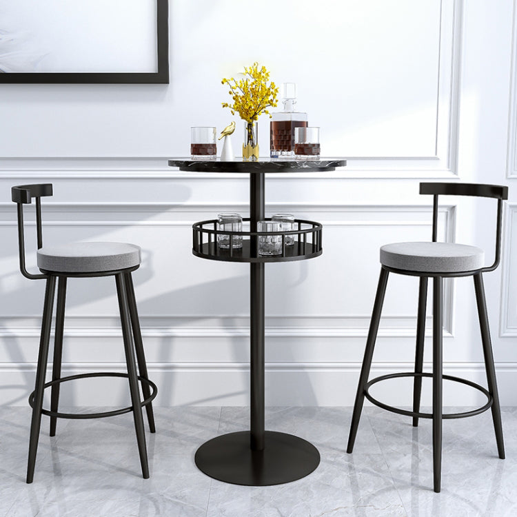 1/2/3 Pieces Industrial Iron Bar Table Set Round Bistro Set with Faux Marble Top
