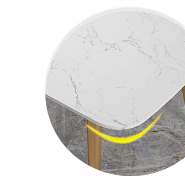 Glam Iron Dinette Set 1/4/5 Pieces Rectangle White Sintered Stone Top Dining Table Set
