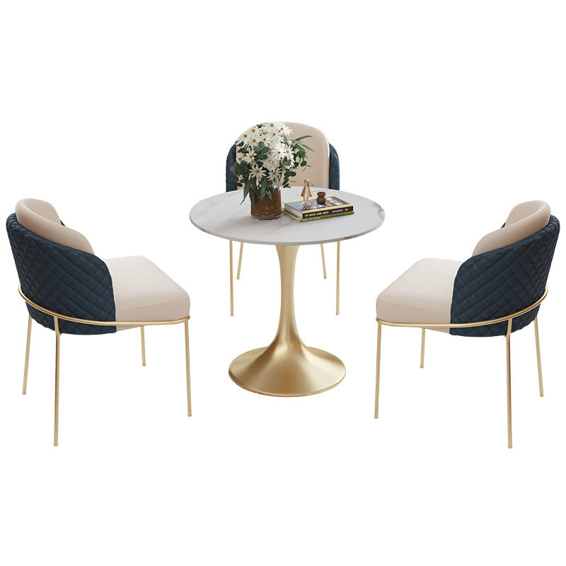 Glam Round Sintered Stone Dining Table Set 1/2/3/4/5 Pieces Dining Set for Home Use