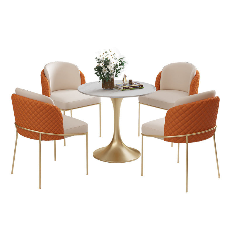 Glam Round Sintered Stone Dining Table Set 1/2/3/4/5 Pieces Dining Set for Home Use