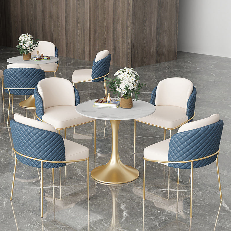Glam Round Sintered Stone Dining Table Set 1/2/3/4/5 Pieces Dining Set for Home Use
