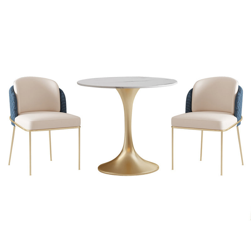 Glam Round Sintered Stone Dining Table Set 1/2/3/4/5 Pieces Dining Set for Home Use